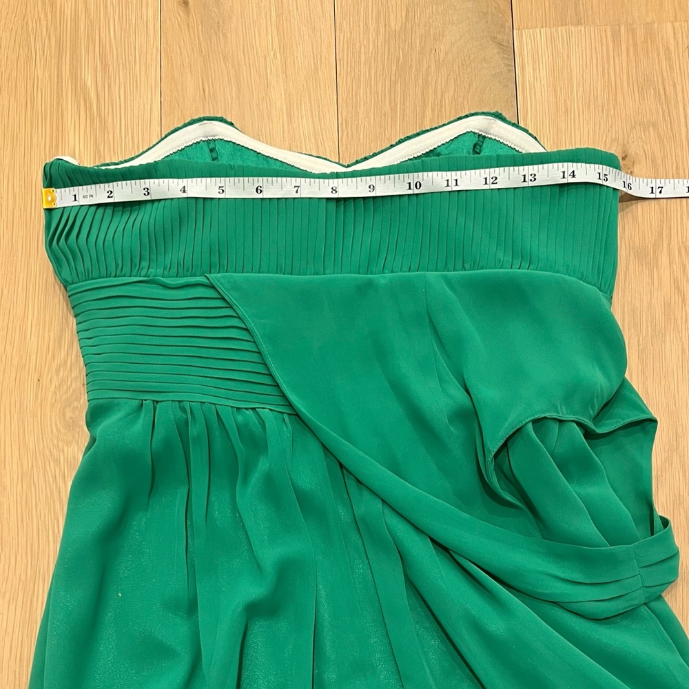 Laundry by Shelli Segal One Shoulder Long Floor Length Chiffon Dress Gown Green - Picture 15 of 16